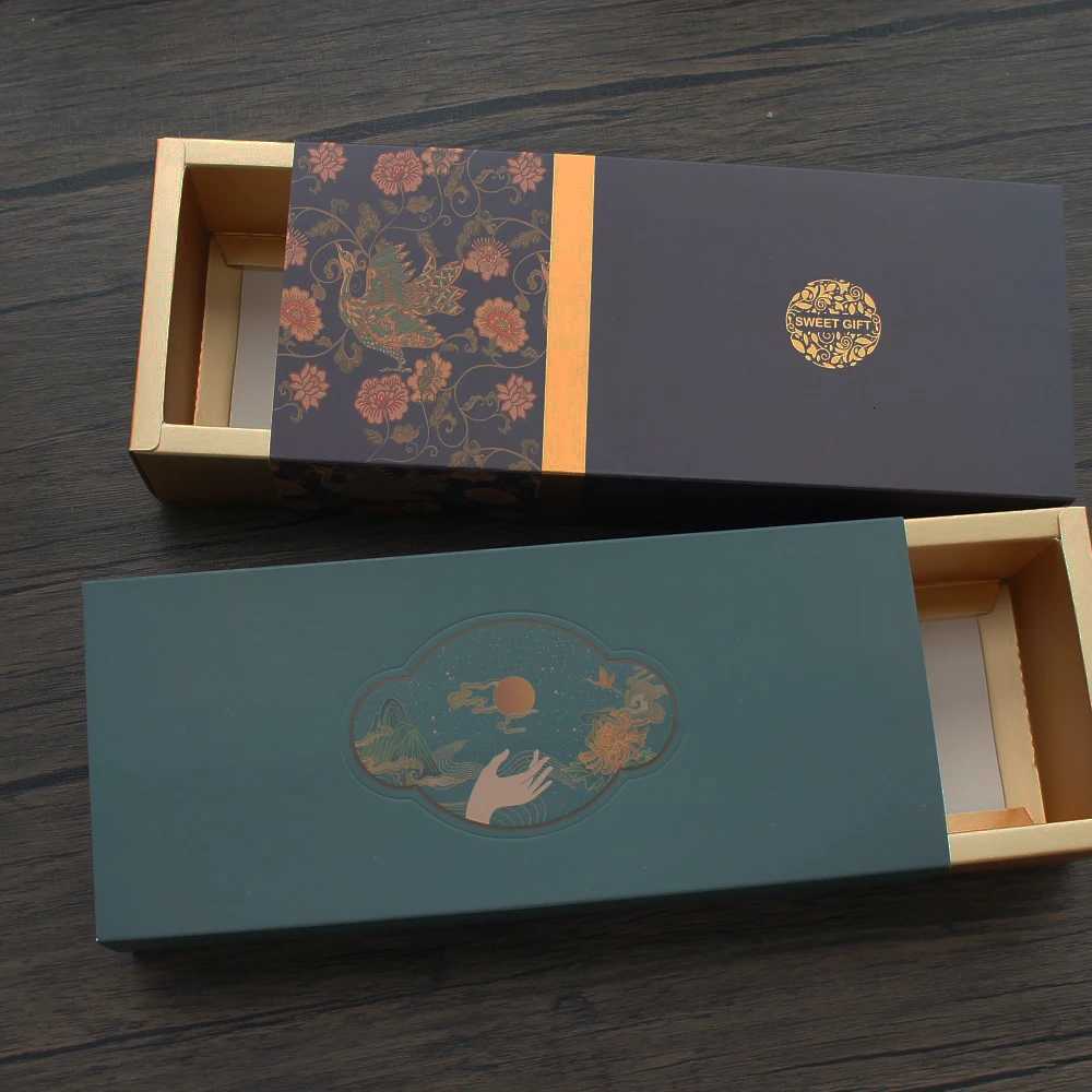 24710556cm 5pcs Gold Chinese Ancient Paintings Paper Box As Macaron Chocolate Cookie Candy Party Gifts Packaging M251113-image-1084490718