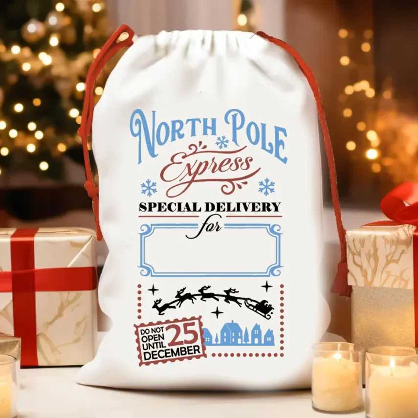 30x40cm Personalized North Pole Gift Bag Custom Name Santa Sack for Boys/Girls/Family Christmas Decoration Party SuppliesM251113-image-1084491137