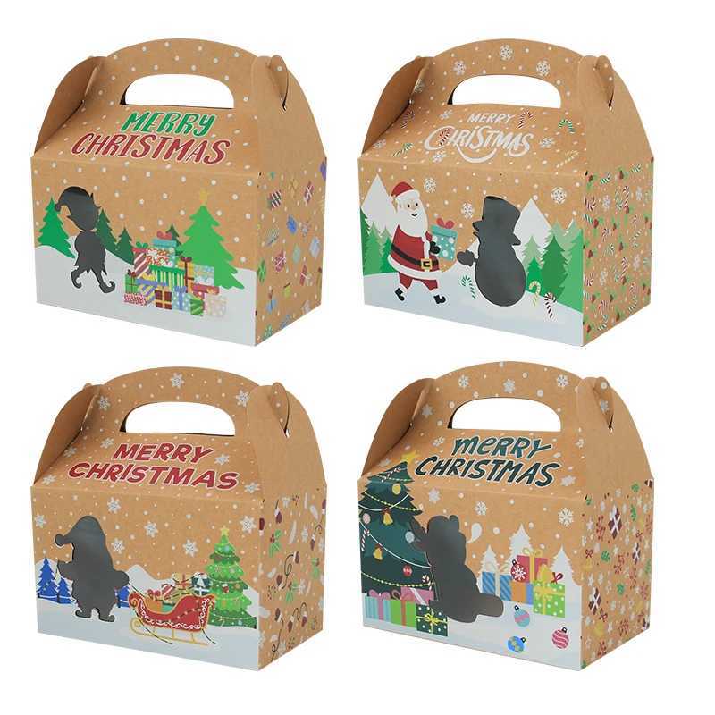 12PCS Christmas Treat Boxes Xmas Gable Goodie Boxes Holiday Candy Cookie Boxes Santa Gift M251113-image-1084489690