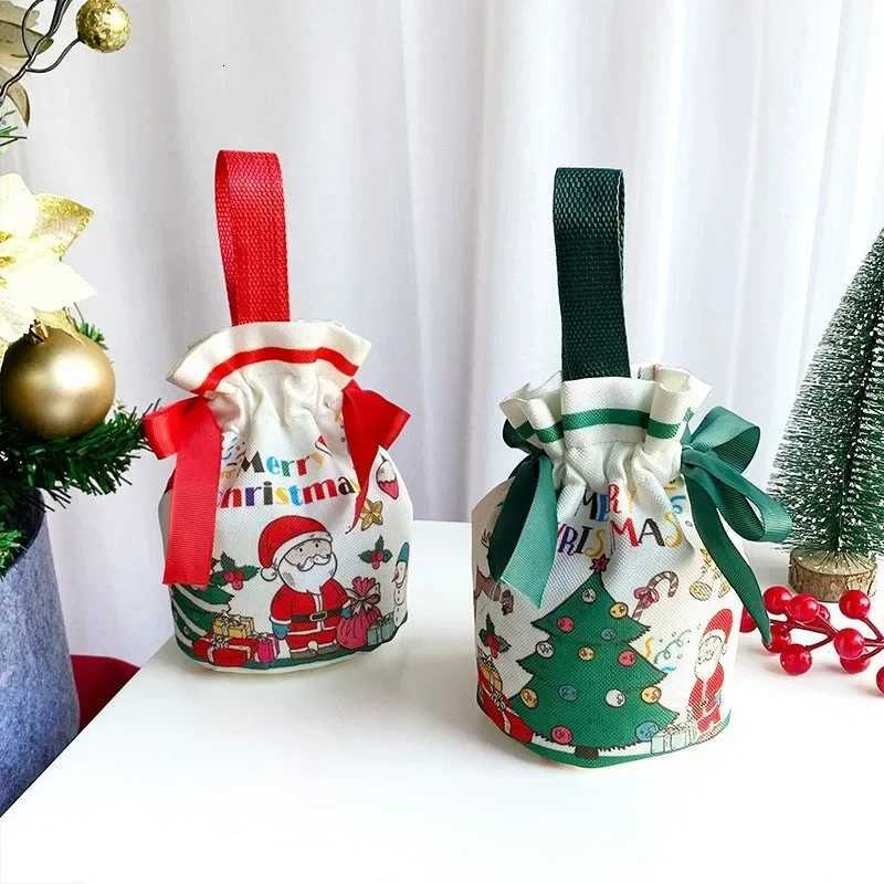 Christmas Small Canvas Bag Bouquet Pocket Tight Mouth Gift Packaging Bag Snowman Old Man Christmas Eve 2025 Companion Gift lijiM251113-image-1084489497