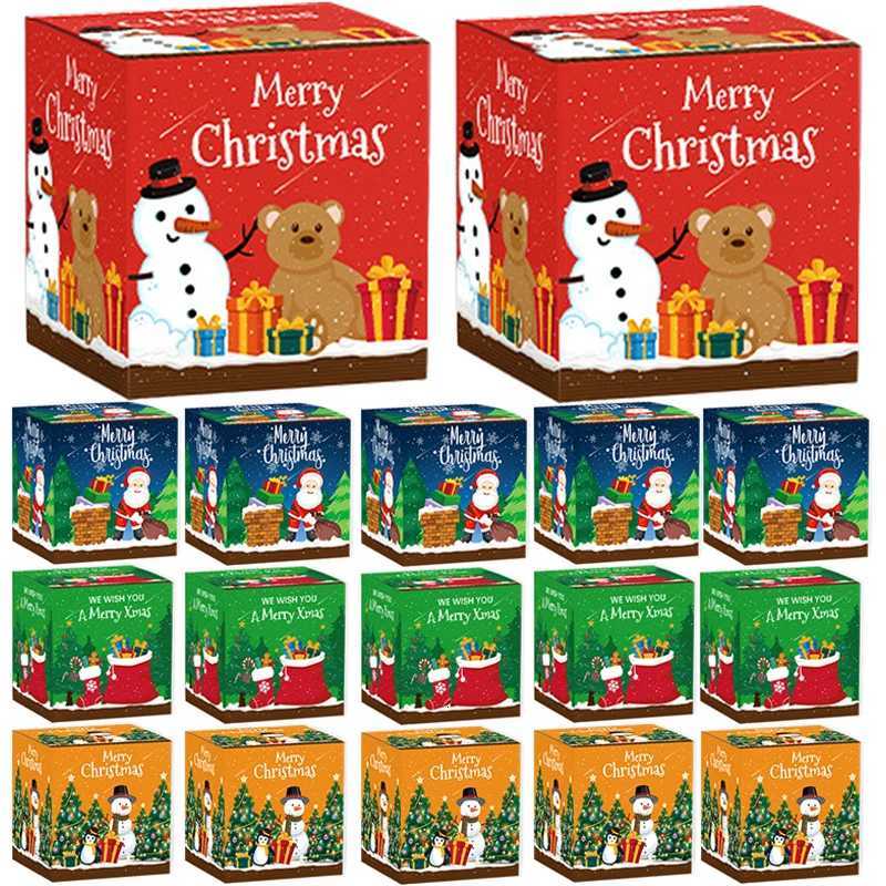 18/6Pcs Christmas Candy Boxes Santa Claus Snowman Pattern Cookie Snack Packing Bags Xmas Party New Year Gifts Boxes Decoration M251113-image-1084491219