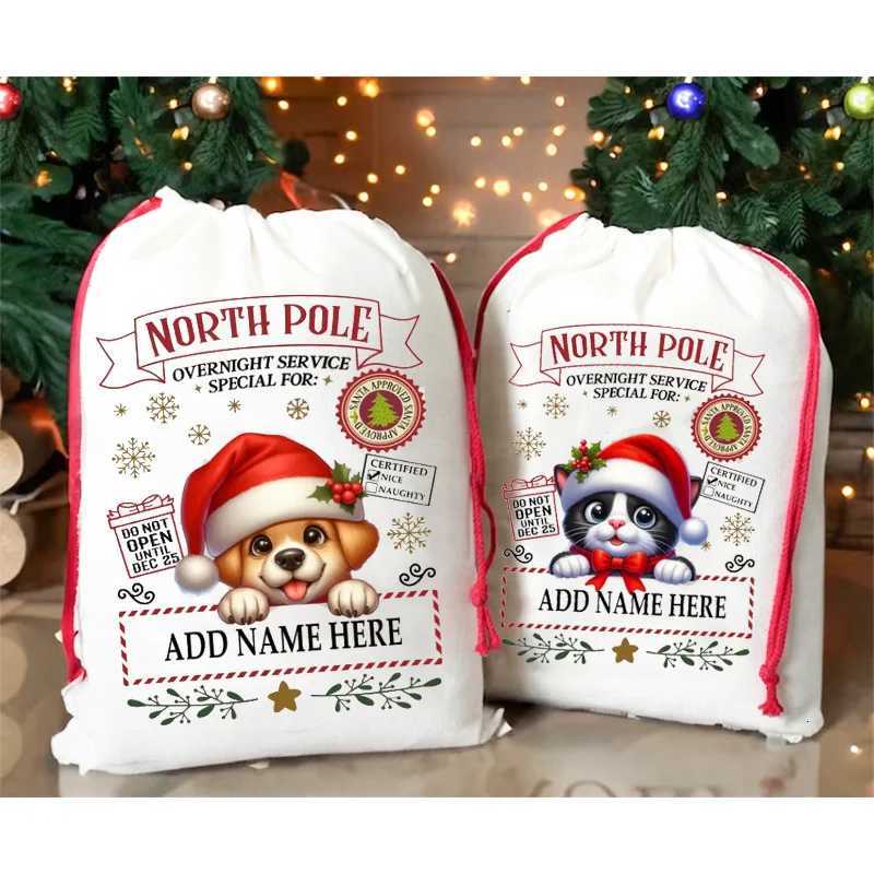 30x40cm Personalized Name Pet Christmas Gifts Bag for Dog Cat Custom Name Christmas Stocking Santa Sack Gift Ornament DecorationM251113-image-1084490095