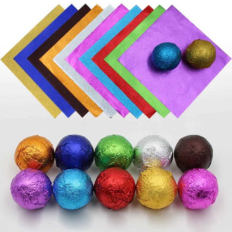 100Pcs 10x10CM DIY Food Aluminum Foils Wrapping Paper Packaging For Chocolate Candy Wedding Party Birthday Gift Decoration M251113-image-1084492107