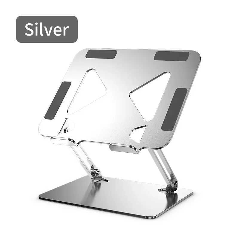 Metal Basics Ergonic and Foldable Laptop Stand for Desk Adjustable Riser Fits all Laptops and Notebooks Stand Silver H251113-image-1084915438