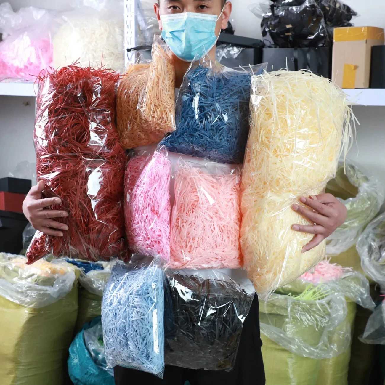 500g/1kg raffia colored confetti raffia paper packaging filler wedding party gift box filler material DIY raffia decorationM251113-image-1084490757