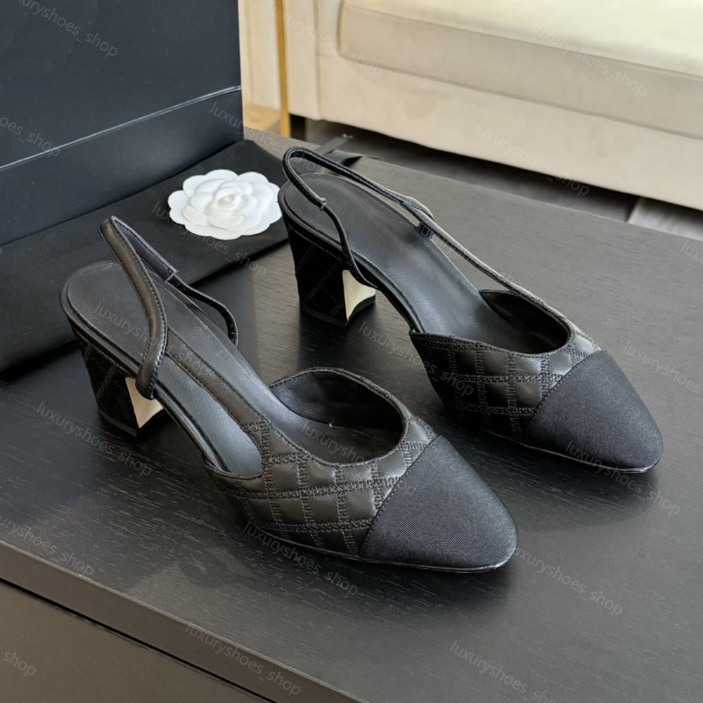 New Women Designer escarpins en denim Slingback sandales semelle cuir chaussures habillées plates talons larges classiques luxe soirée suédine Sl