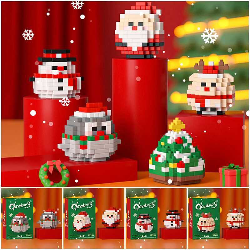 Christmas Santa Claus Elk Figurines Cute Cartoon Animal Snowman Ornament Puzzle Blocks Children Christmas Small Gift Blind BoxesM251113-image-1084491496