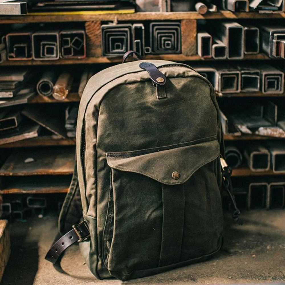 Tailor 70307 American RETRO Waterproof 15OZ Heavy Oil Wax Canvas 244712cm Backpack Unisex Computer Travel School BagW251113