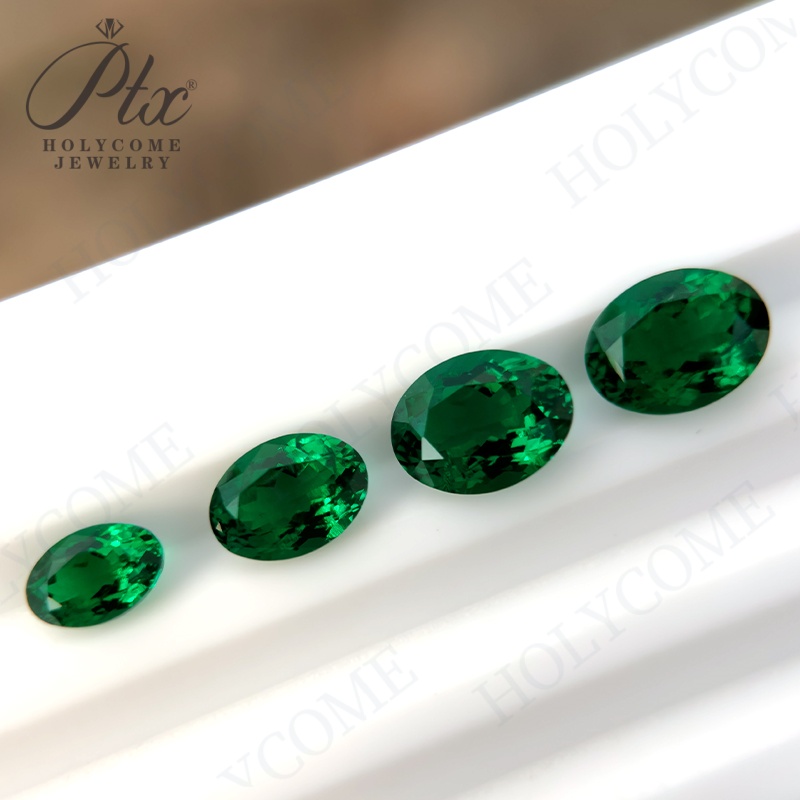 Oval Cut Lab Grown Zambian Green Emerald Hydrothermal 0.3-5CT All Shapes With Inclusions Loose Gemstone Fine Jewelry Supply