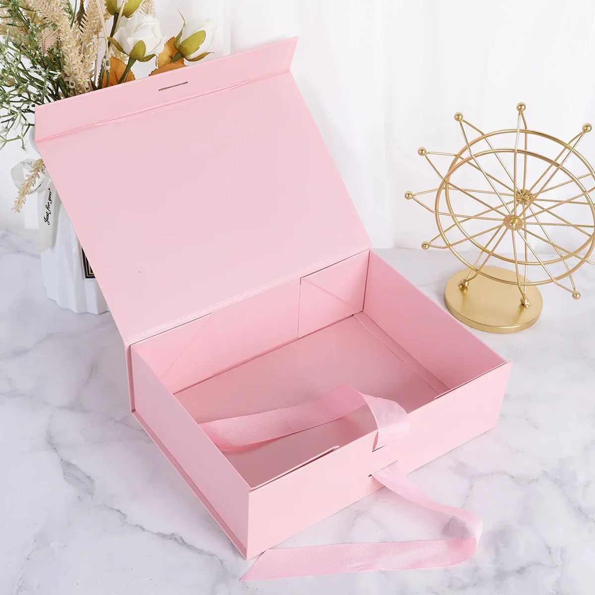 1pc- Ribbon Gift BoxGolden Folding Box Packaging Cases Display Bow Ribbon Jewelry Gift BoxM251113-image-1084491079