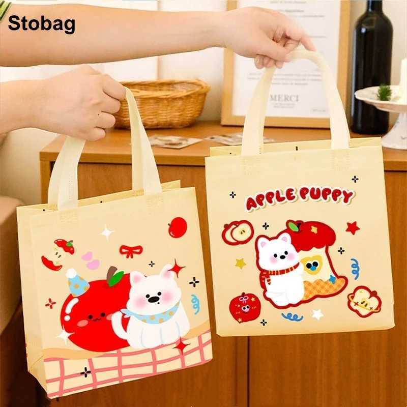 StoBag 10/20pcs Cartoon Non-woven Tote Bag Gift Fabric Kids Children Packaging Handbag Waterproof Storage Reusable Pouch Party M251113-image-1084491067