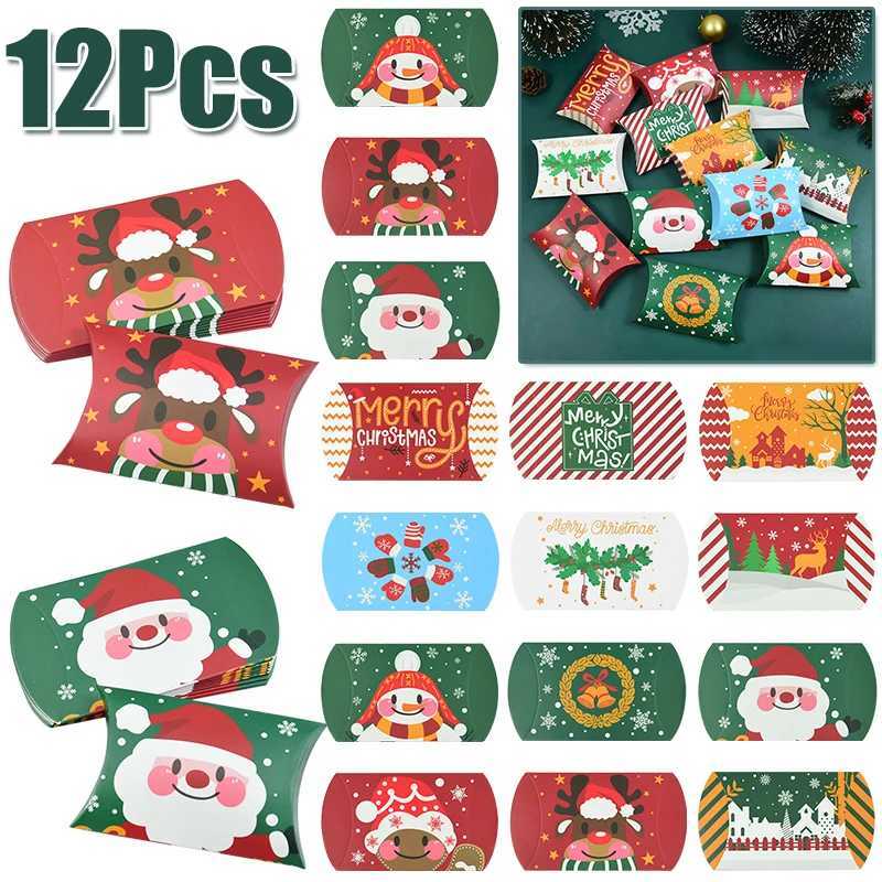 12Pcs Merry Christmas Candy Gift Box Kraft Paper Cookie Snack Packaging Bags Christmas Decoration For Home Navidad New Year 2025 M251113-image-1084490954