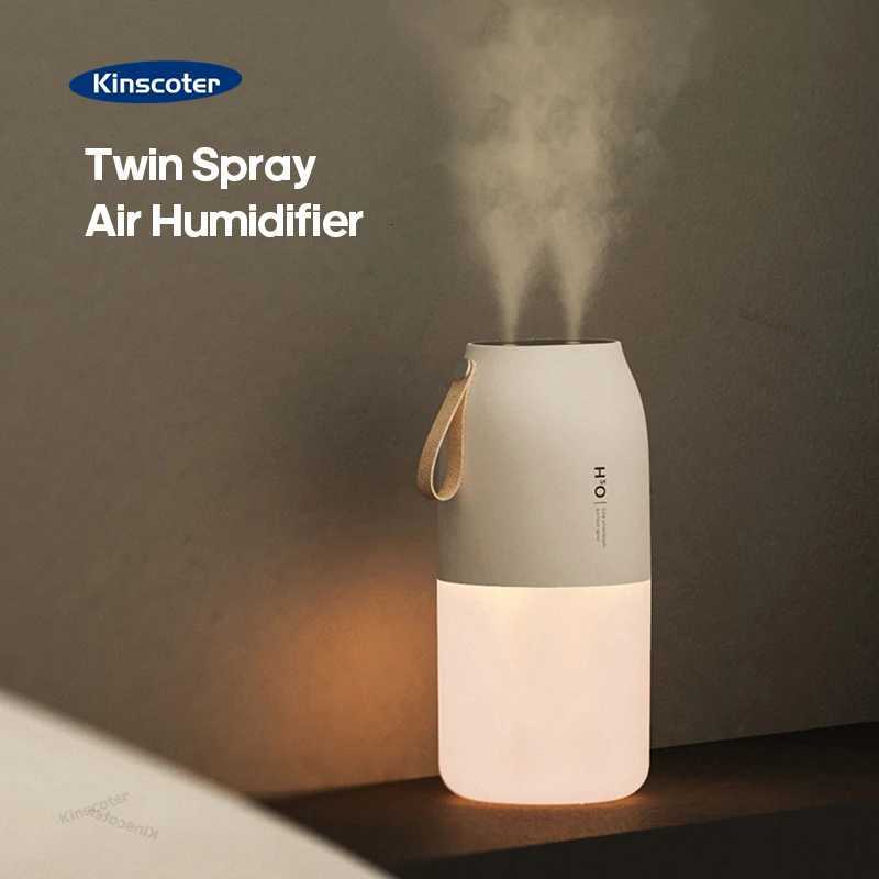 Dual Jet Air Humidifier 300ml Ultrasonic Cool Mist Diffuser Replenish Humidity Portable 2000mAh Air Freshener PurifierM251113