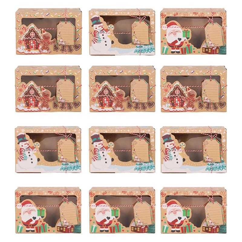 Christmas Candy Cookies Boxes Kraft Paper Gift Box Food Bakery Treat Boxes with Clear Window Navidad decor Xmas Gift Bag NoelM251113-image-1084491009