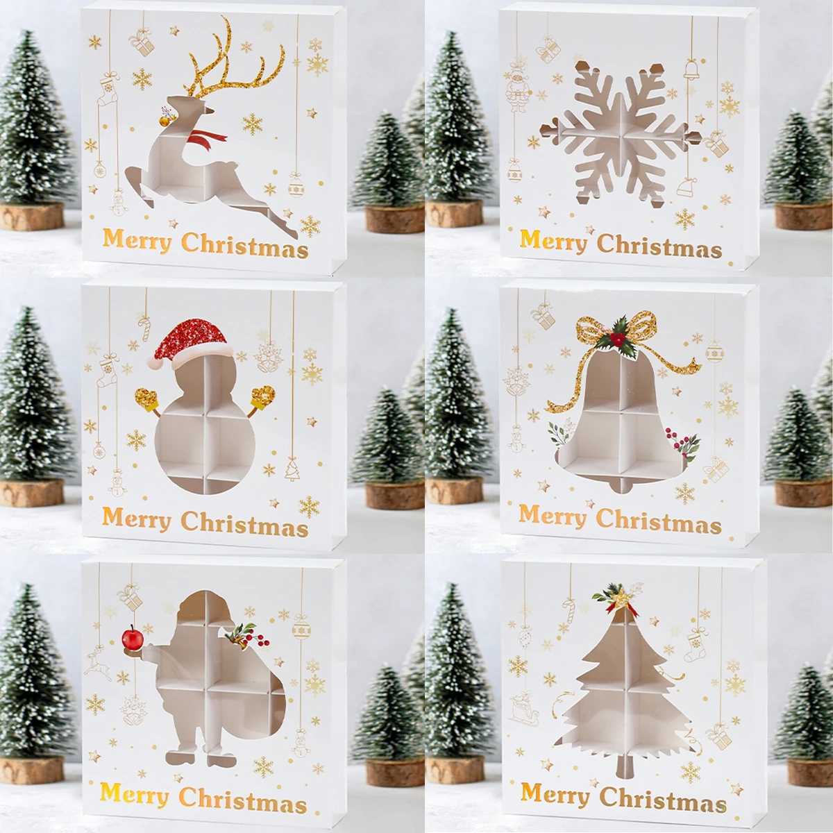 Christmas Cookie Box with Window Candy Biscuit Package Christmas Decoration 2024 Xmas Gift Wrapping Navidad Box New Year 2025M251113-image-1084492137