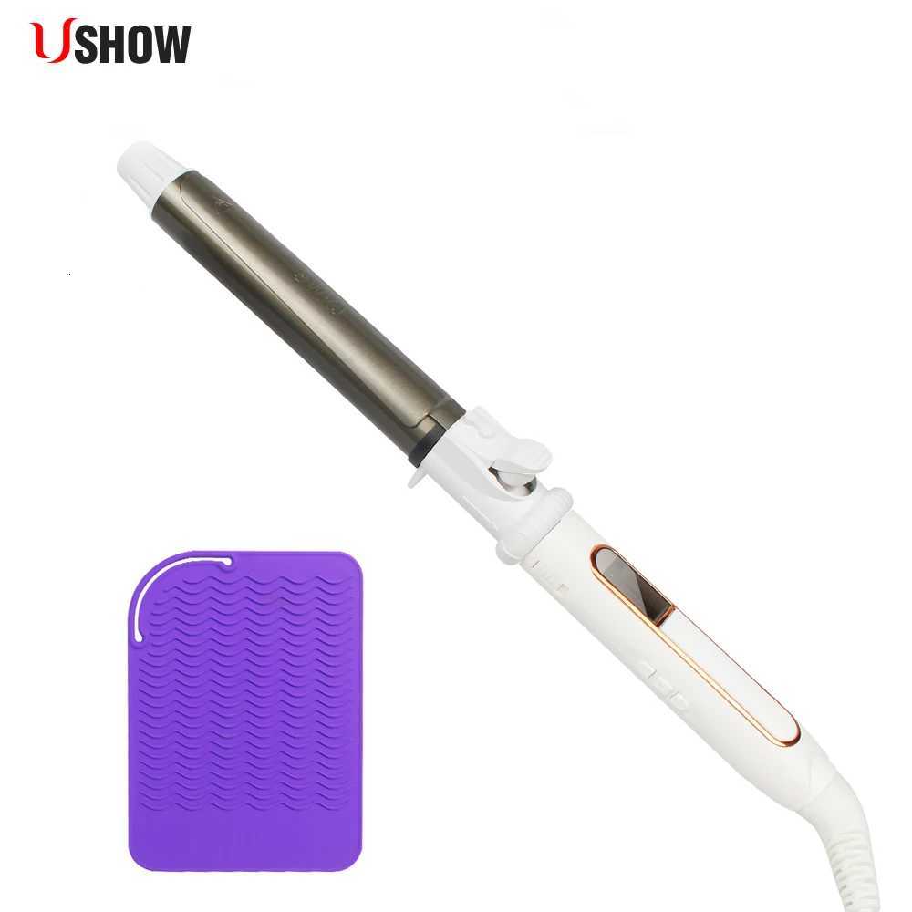 Ushow Curling Iron with Tourmaline Ceramic Technology and Digital Controls with Heat Resistant Silicone MatT251114-image-1084581273