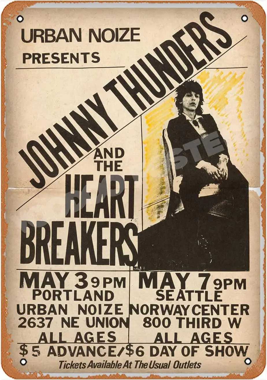 Plaque Tin Sign Johnny Thunders The Heartbreakers Concert Print Vintage Metal Tin signs Cafes Bars Pubs Shop Wall DecoratiM251114-image-1084654932