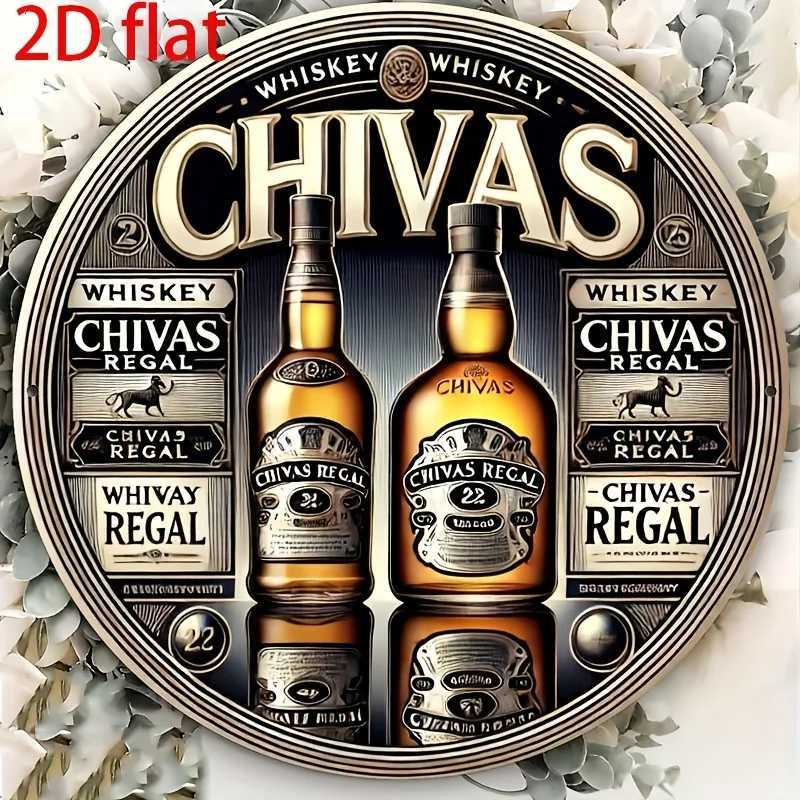 Decor Chivas Whiskey Round Metal Sign/Aluminum Wall Art for Home And Office Decoration/Durable Material 2D FlatM251114-image-1084651277