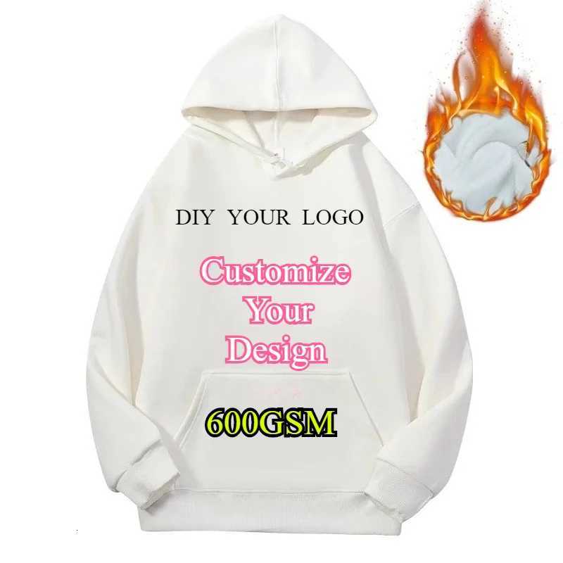 Conception personnalisée DIY Pulls à capuche pour hommes Couple de haute qualité Sweat-shirt Hiver Couleur unie Coton Lâche Streetwear Hommes Clo