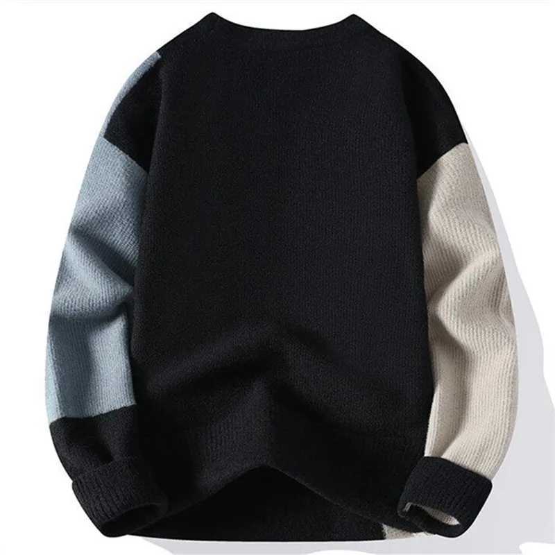 Knit New O-Neck Autumn Winter Pullovers Men Patchwork Casual Warm Sweater Fashion Slim Fit Mens Knitted Pullover Sweaters X260609