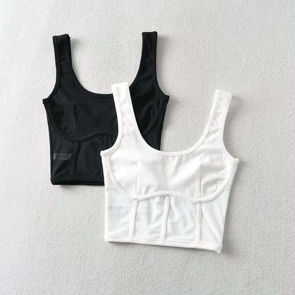 O559 – gilet élastique dos nu pour femmes, avec étiquette en arête de poisson, épissure en maille, haut ajusté, soutien-gorge débardeur de Yoga p
