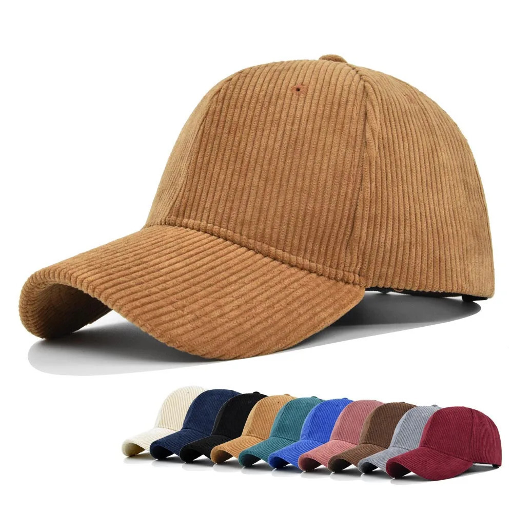 Solid Corduroy Baseball Cap For Women and Men 100%Cotton Vintage Unisex Adjustable Spring Polo Trucker Cap Autumn Winter Sun Hat 250414