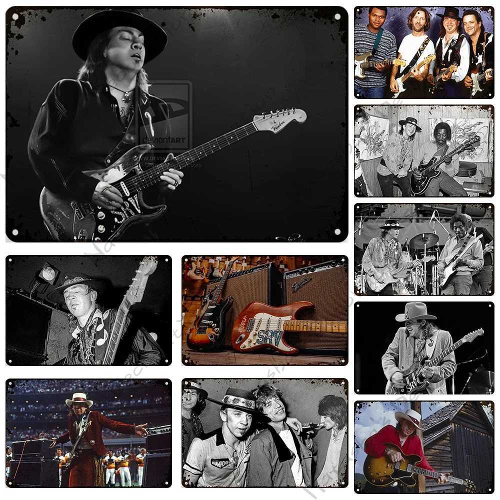 SRV Vintage Poster Stevie Ray Vaughan Metal Sign Blues Music Metal Sign Metal Plaque Bar Cafe Garage Wall Decor Industrial DecorM251114-image-1084654927