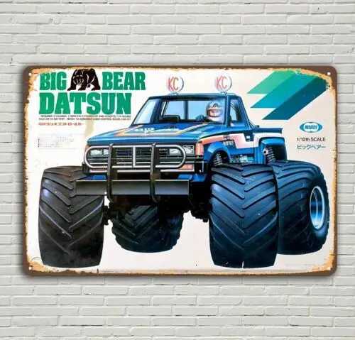 Vintage Rc Car Metal Sign Poster - Marui Big Bear Datsun Monster Truck - 20x30cmM251114-image-1084654745
