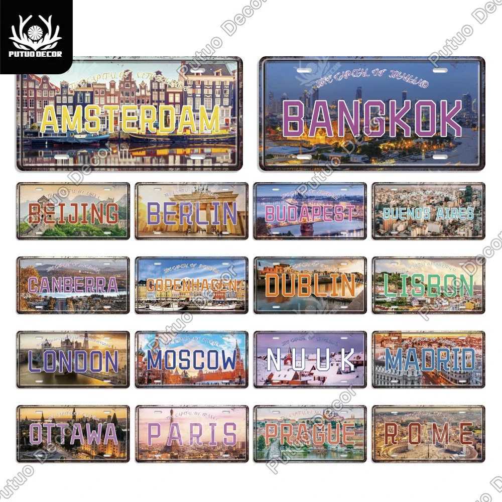 Putuo Decor Capital City Licenses Plate Metal Sign Plaque Metal Vintage Tin Sign for Restaurant Bar Pub Cafe Man Cave DecorationM251114-image-1084651897