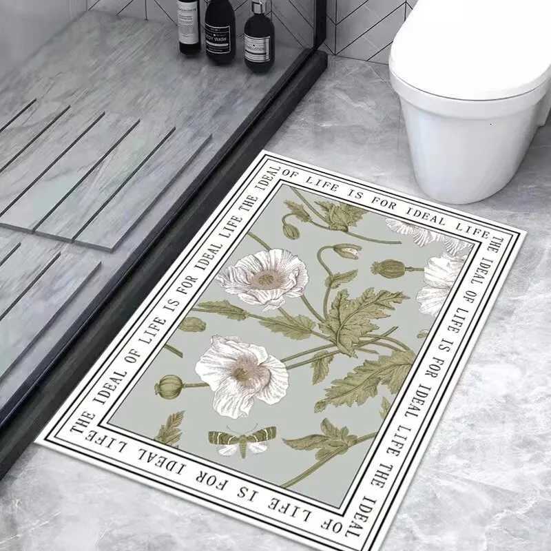 Bathroom floor mat cream wind diatom mud absorbent mat toilet door foot mat toilet quick drying non-slip carpet C251114-image-1084690307