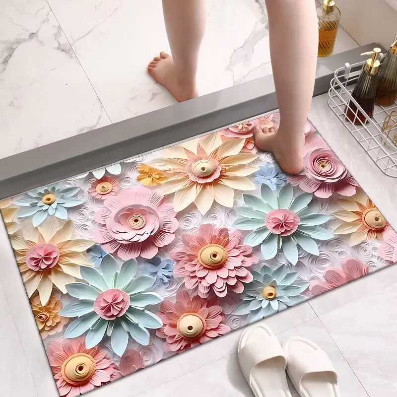 Soft diatom mud toilet door entry floor mat quick drying absorbent bathroom non-slip mat toilet floor mat C251114-image-1084691078