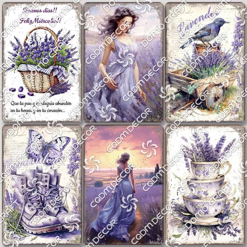 Vintage Lavender Girls Tin Sign Metal Poster Garden Metal Plates Wall Art Decor for Cafe Backgarden Living RoomM251114-image-1084653456
