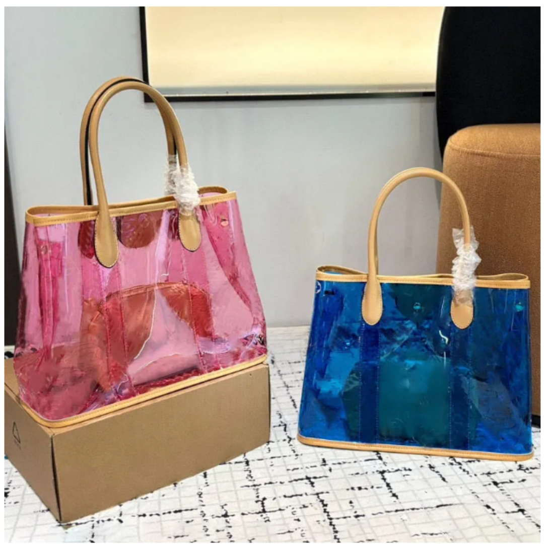 ladies designer transparent jelly bags tote fashion one shoulder crossbody large shopping bag 2 piece set pvc luxury bag