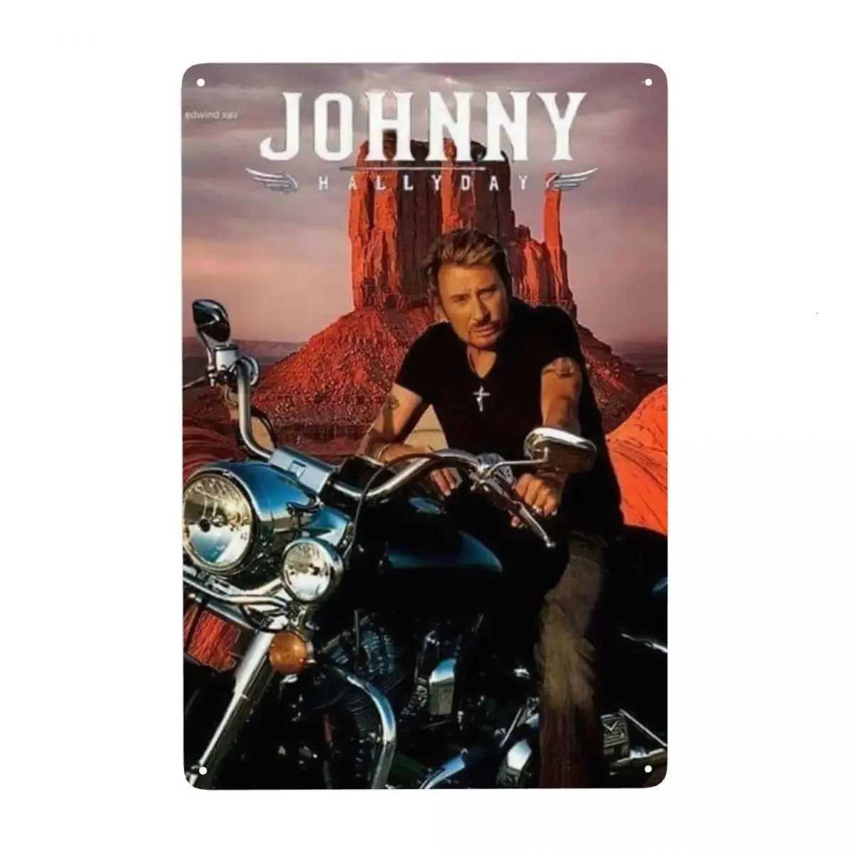 Motorcycle Johnny Hallyday Sign Custom Retro French Rock Singer Metal Plaques for Club Cafe Restaurant Man Cave Bar Wall DecorM251114-image-1084654443