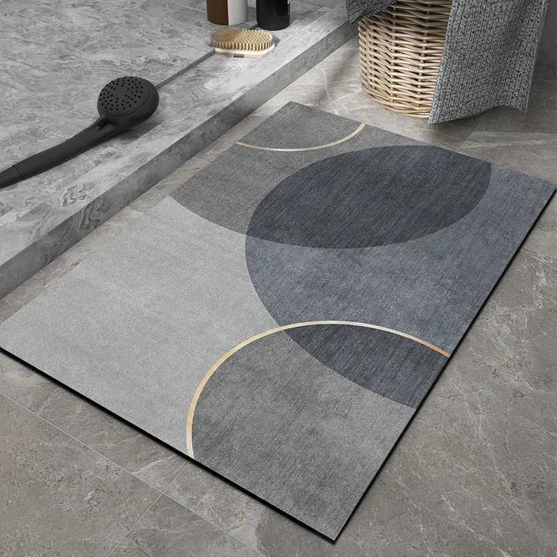 Geometric simple diatom mud can be cut soft diatom mud door mat toilet door absorbent easy to dry foot mat bathroom non-slip mat C251114-image-1084690670