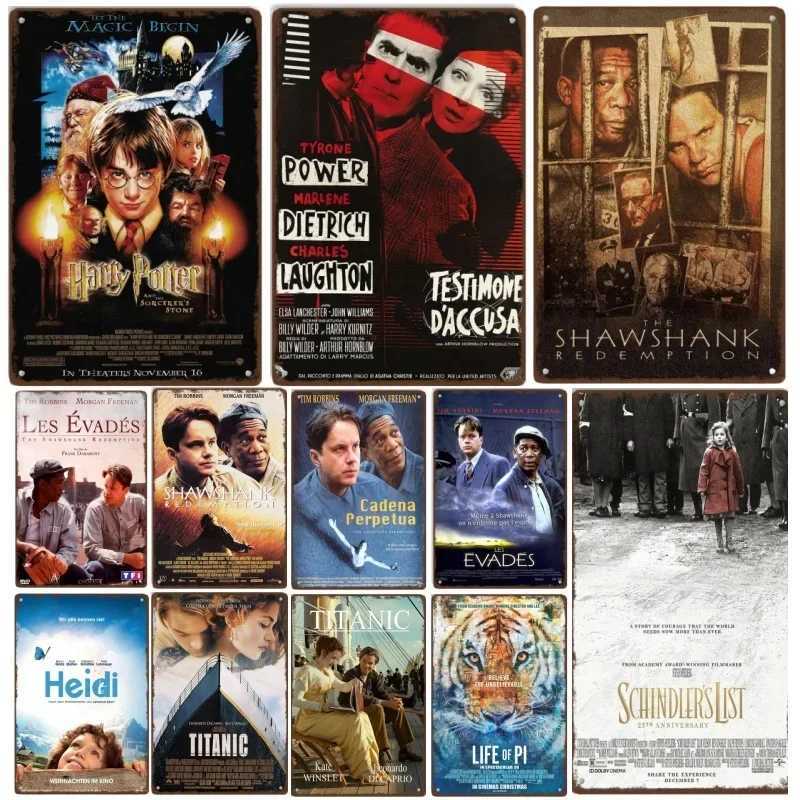 Vintage Shawshank Redemption Metal Sign Classic Movie Posters Retro Tin Signs Wall Decor for Home Bar Club Old Film Wall PlM251114-image-1084654005
