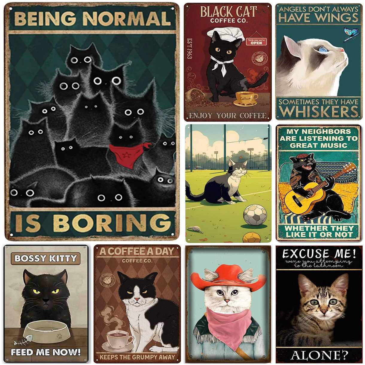 Cats Metal Tin Signs Being Normal is Boring Wall Decoration Plaque Vintage Poster Iron Painting for Home Cafe Garden Club BarM251114-image-1084653009