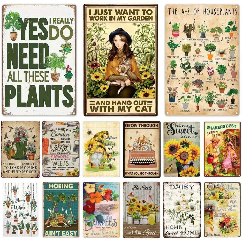 Gardening Vintage Metal Tin Sign Wall Decor Because Murder Is Wrong Funny Plants Retro Sign for Farmhouse Home Room DecorationM251114-image-1084652006