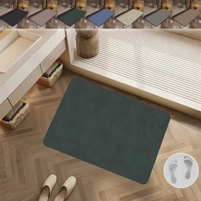 Bathroom Mat diatom mud Soft Bathroom Quick Dry Water-absorbing Toilet Non-slip Foot Mat solid color entrance door mat Bath Rug C251114-image-1084690488