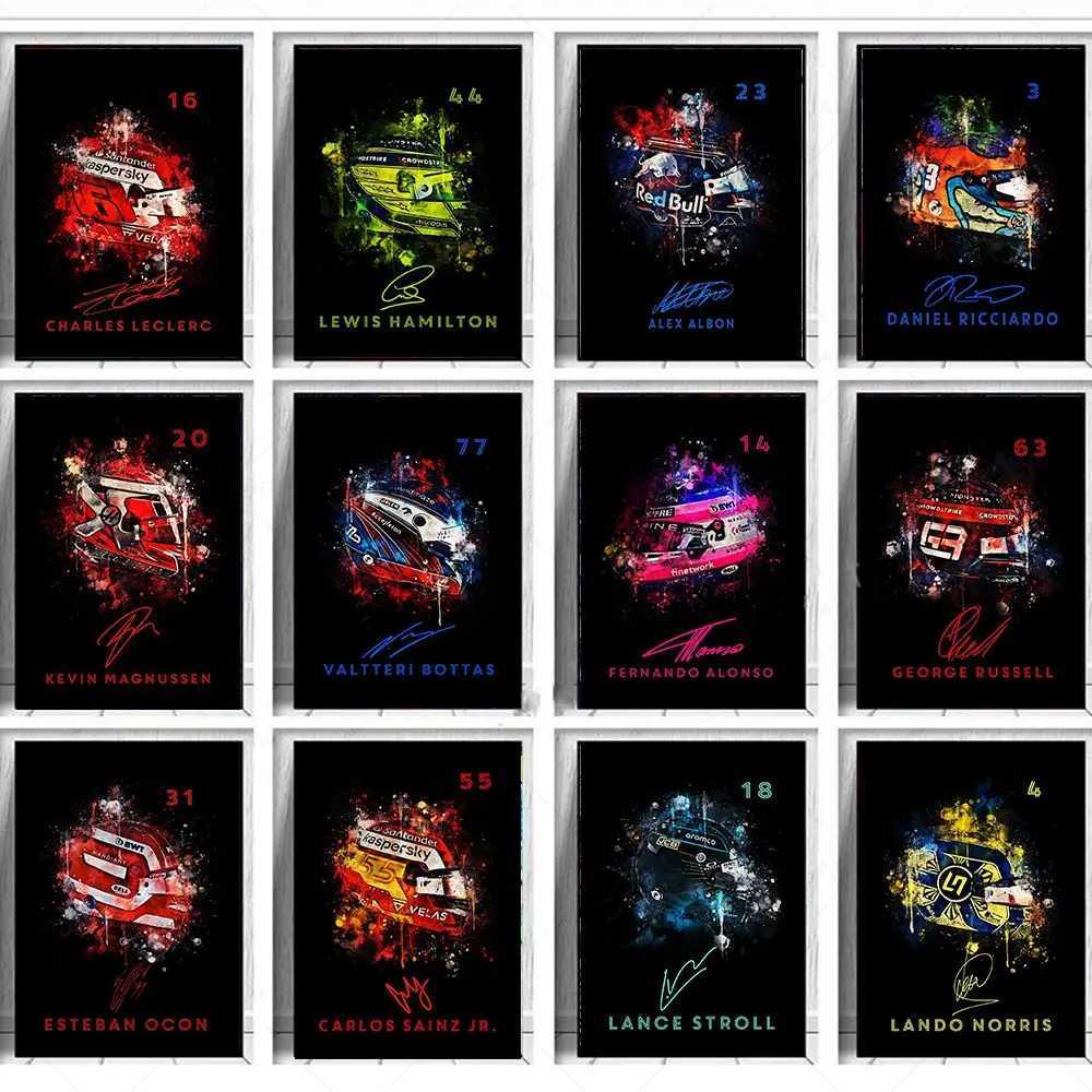 Watercolor 2022 F1 Racer Helmet Poster Formula One Racing Wall Art Canvas Painting Print Picture for Living Room Home DecorationM251114-image-1084653985
