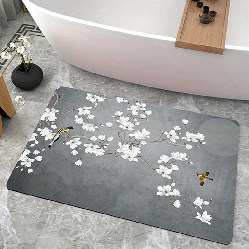 Non-Slip Diatom Mud Bath Rug with Flower Pattern Quick Drying Floor Carpet for Home Kitchen Bathroom Absorbent Mat Door Mats C2511143-image-1084726640