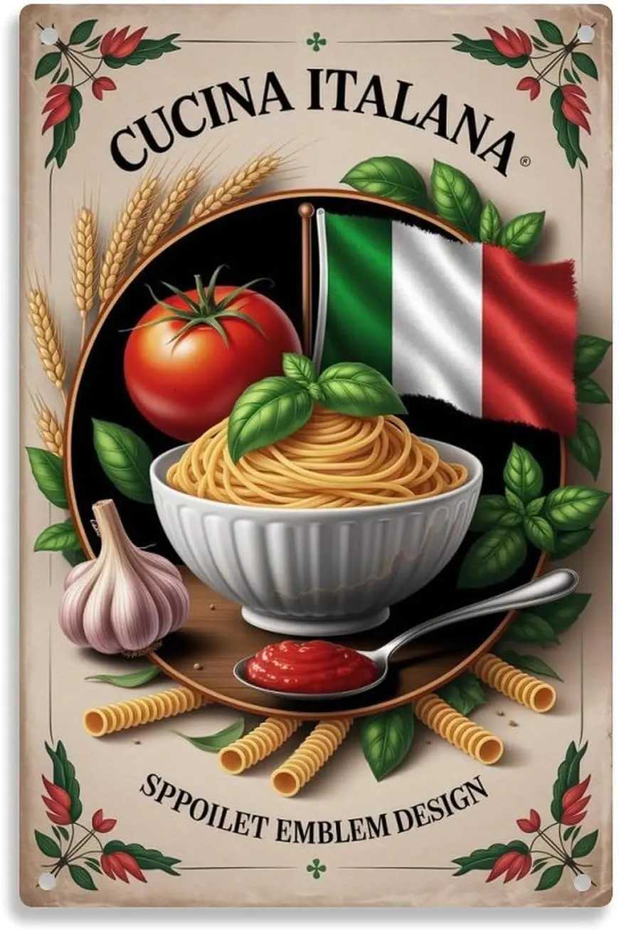 Vintage Italian Restaurant Metal Sign Cucina Italiana Food Theme Wall Decor for Bathroom Bar Cafe GardenM251114-image-1084651176