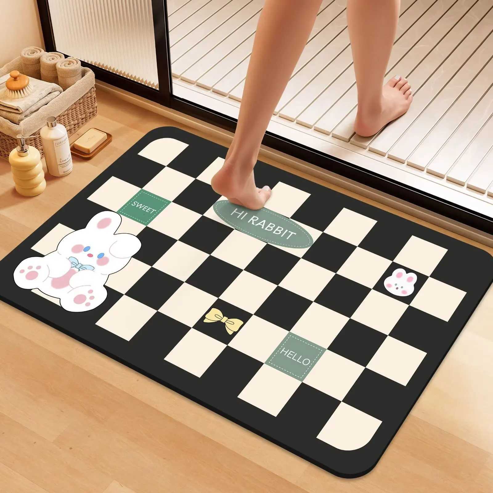 Imported hard diatom mud absorbent floor mat bathroom anti-skid and anti-drop mat toilet door quick-drying foot mat toilet mat C251114-image-1084690469