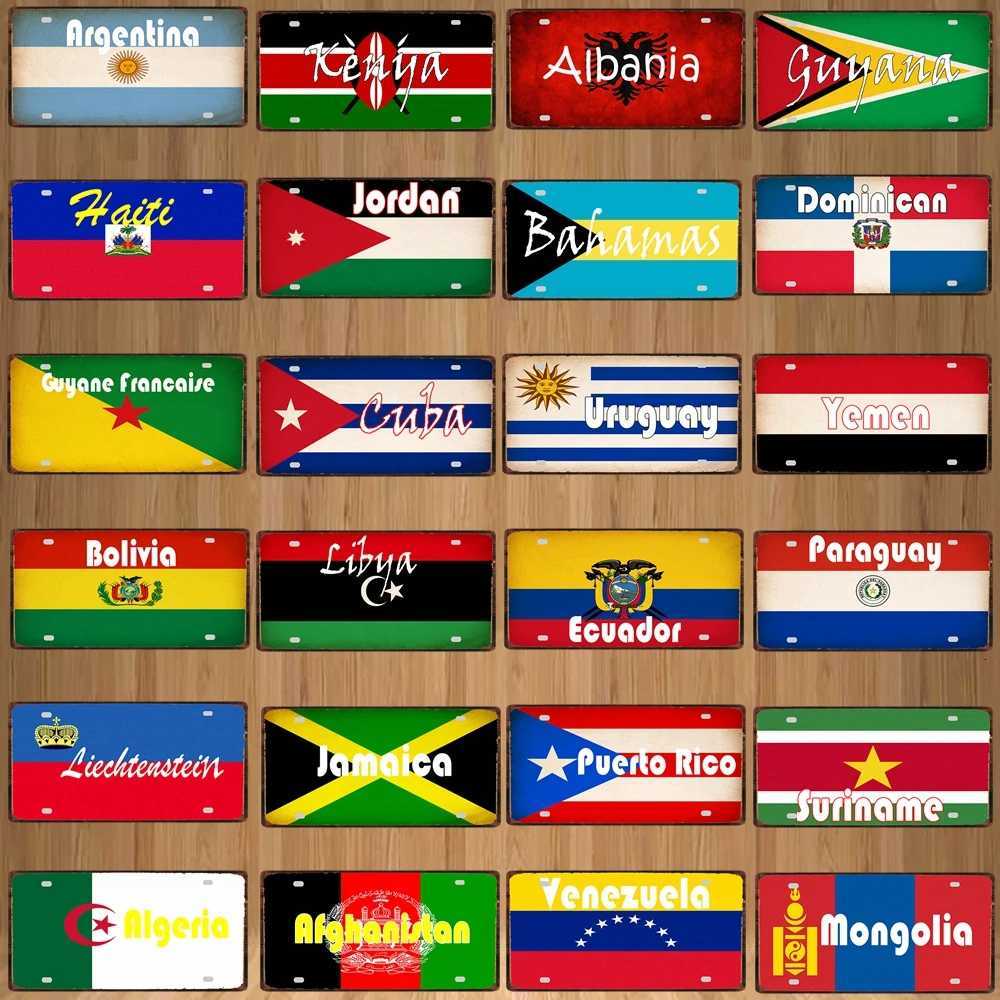 YZFQCuba Yemen Haiti Bahamas Uruguay National Flag Metal Vintage Travel Souvenir Wall Shop Home Art Decor 30X15CM DC-1416BM251114-image-1084655140