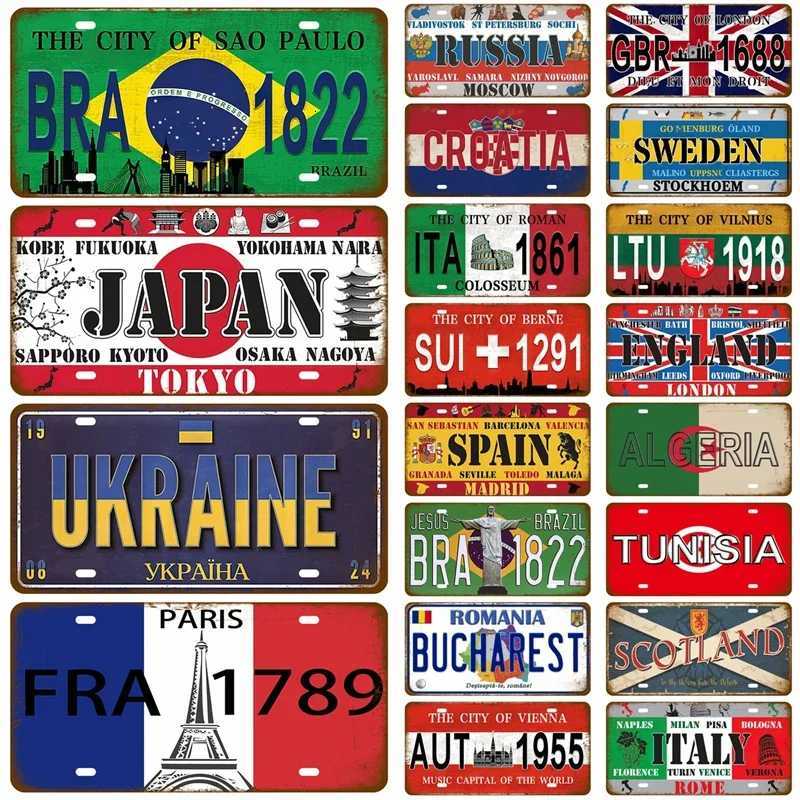 Country Flag Tin Sign Plaque France Spain Germany License Plate For Wall Home Restaurant Craft Bar Decor Metal Sign Mexico USAM251114-image-1084654135