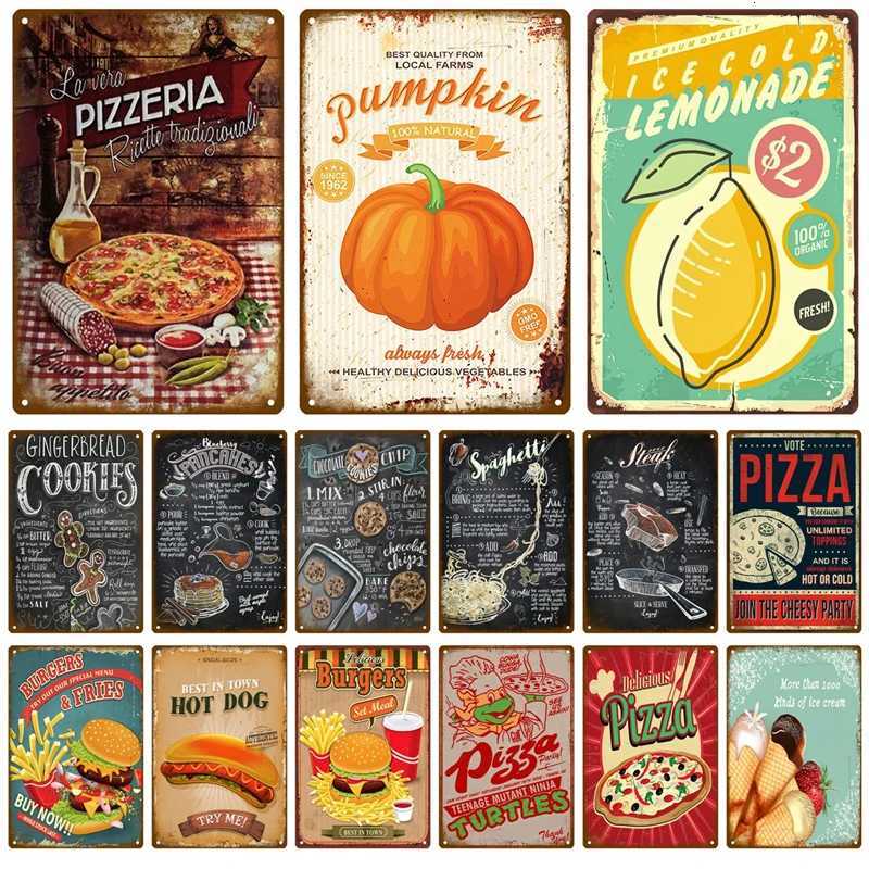 Metal Sign Delicate Fast Food Plate Tin Sign Plaque Vintage Restaurant Home Bar Cafe Kitchen Metal Poster Wall Decor AccessoriesM251114-image-1084653728