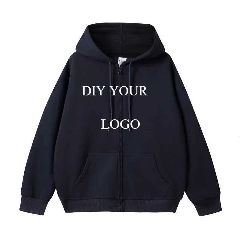 Customized Printed DIY Spring Men Women Hoodies High-quality Solid Color Hooded Cotton Large Loose Sweatshirt Men ClothingT251114