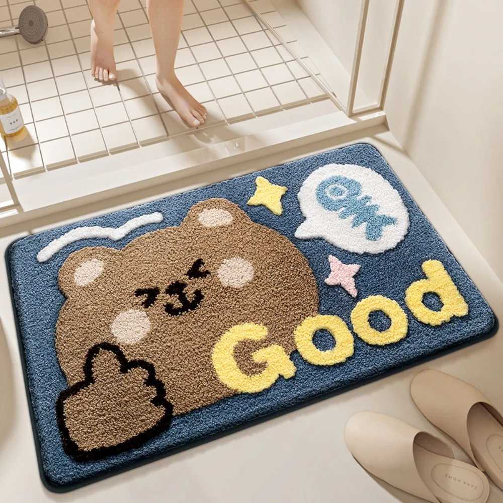 VIKAMA Cartoon Bear Bathroom Non Slip Water Absorbent Floor Mat Entrance Living Room Cute Ins Style Home Decoration Carpet C251114-image-1084691009