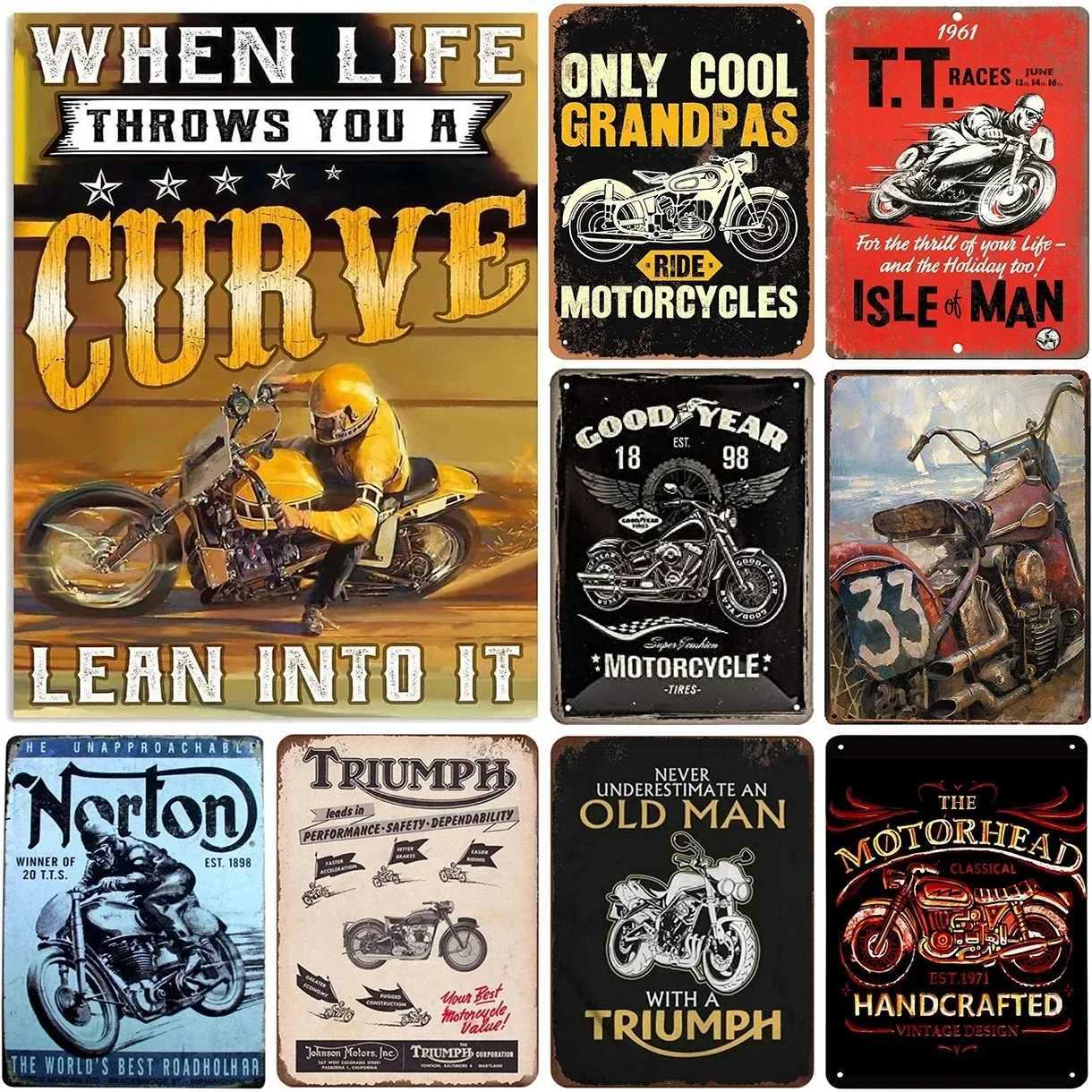 Triumph Norton Motorcycle Metal Tin Signs Vintage Wall Poster Retro Iron Painting Metal Plaque Sheet for Bar Cafe Garage HomeM251114-image-1084652021