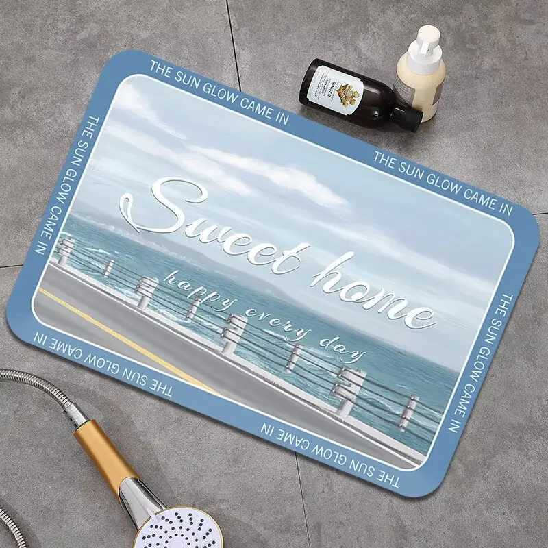 Diatom mud quick-drying soft floor mat bathroom door water absorption non-slip foot mat bathroom small carpet C251114-image-1084691067